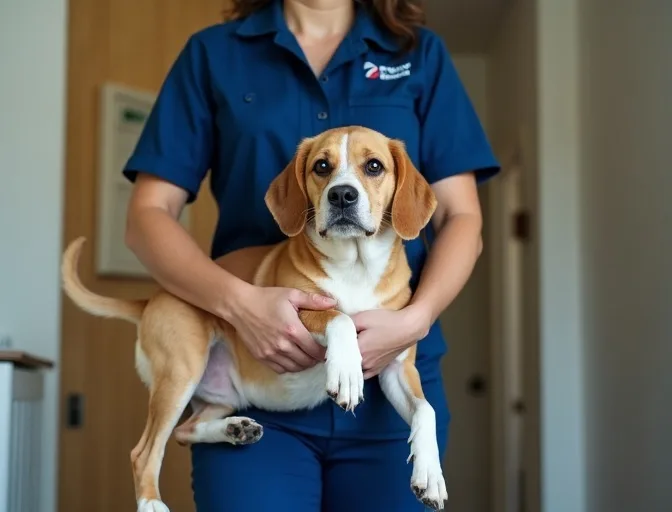 Technician respectfully transporting a deceased dog in Emerald
